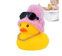 Rubber Duck for Car - Adorable Rubber Duck | Duck on Vehicle Dashboard with Sunglasses, Necklace and Hat | Duck Ornament, Pink Cap Duck, riferimento alla descrizione, See description