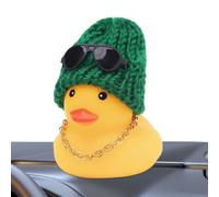 Rubber Duck for Car - Adorable Rubber Duck | Duck on Vehicle Dashboard with Sunglasses, Necklace and Hat | Duck Ornament, Green Duck, riferimento alla descrizione, See description