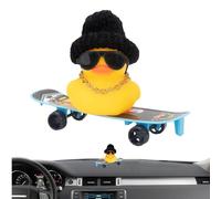 Rubber Duck for Car Dashboard, Cartoon Cool Skateboard Car Rubber Duck, Yellow Rubber Duck for Car Ducks Toy Car Ornaments Cute Cool Duck