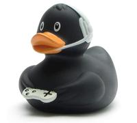 Rubber Duck Gamer Black I Squeaky I L 10 cm I Includes Bath Keyring in Set