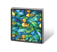 Rubber Duck Glass Waves Badge Pin Brooch Square Shape Button Aluminum Decor for Backpacks Hats 0.7 Inch
