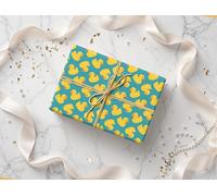 Rubber Duck Print Pattern Wrapping Paper - Gift - Anniversary, Birthdays, Weddings, Valentines - Gifts Him Her Hen Party - W13 Multi (Teal, 1 Meter Roll - 58cm x 100cm/ 22.8" x 39.3")