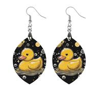 Rubber Duck Shining Planet Women's Earrings Wooden Pendant Dangle Jewelry Stylish Accessories for Party