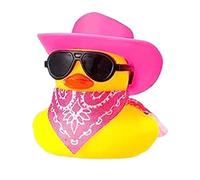 Rubber Duck With Cowboy Hat, Funny Rubber Duck For Bath, Yellow Duck Car Dashboard Decorations, Squeaky Duck Bath Toy With Hat, Car Ornaments For Dashboard, Goody Bag Fillers
