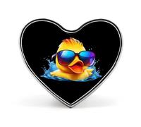 Rubber Duck with Glass Printed Heart Badge Brooch Pins Funny Lapel Tie Pin Button Decoration for Men Women