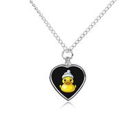 Rubber Duck With Hat Pet Urn Necklace Memorials Funerary Ashes Pendant Heart Silver for Dog Cat Lover