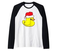 Rubber Duck With Santa Hat Cute Rubber Duck Christmas Raglan Baseball Tee