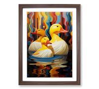 Rubber Ducks Art Deco Framed Print | A2 Walnut Framed Wall Art | Ready to Hang | Art Deco Animal Picture | Living Room Bedroom Lounge Office
