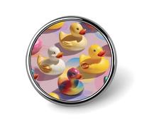 Rubber Ducks Colored Cute Metal Badge 1" Button Brooch Round Decorative Shirt Lapel Pins for Hat Backpack Clothing