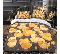 Rubber Ducks Comforter Cover 3D Design Printed All Season 3 Piece Bedding Set Zipper cartoon Cute Quilt Cover Ultra Soft Breathable for Kids Teens Adults Women Youth Teenagers Super king（260x220cm）