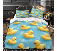 Rubber Ducks Comforter Cover 3D Print Wrinkle-Resistant 3PCs Bed Linen Hidden Zipper Cartoon Playful Duvet Cover Extra Soft All Season for Teens Youth Adults Women Kids Boys Super king（260x220cm）