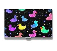 Rubber Ducks Glowing Night Sky Stars Business Card Wallet Credit Card Holder Metal Square Small Pocket Purse
