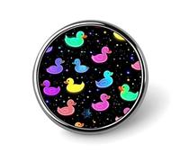 Rubber Ducks Glowing Night Sky Stars Round Lapel Pin Brooches Badge Holder for Clothes Bags Backpack Hats