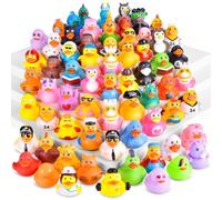 Rubber Ducks in Bulk 24 Pack - Assorted Mini Car Ducks for Bath Time, Pool & Party Favours, Toddler Baby Bath Toys with Mesh Carry Bag