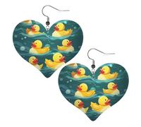 Rubber Ducks Leather Earrings for Women Heart Dangle Earrings Lightweight Drop Earring Jewelry Gift