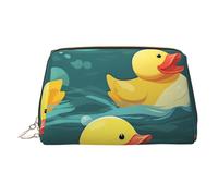 Rubber Ducks Leather Makeup Bag, Large-Capacity Travel Storage Bag, Dual-Purpose Toiletries and Makeup Bag