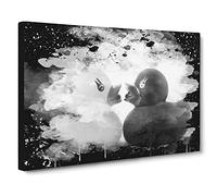 Rubber Ducks Modern OPposites Attract Modern CB Canvas Wall Art Print Ready to Hang, Framed Picture for Living Room Bedroom Home Office Décor, 30x20 Inch (76x50 cm)