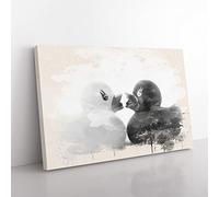 Rubber Ducks Modern OPposites Attract Modern FC Canvas Wall Art Print Ready to Hang, Framed Picture for Living Room Bedroom Home Office Décor, 60x40 cm (24x16 Inch)