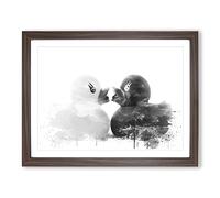 Rubber Ducks Opposites Attract V4 Modern Framed Wall Art Print, Ready to Hang Picture for Living Room Bedroom Home Office Décor, Walnut A4 (34 x 25 cm)