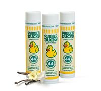Rubber Ducky Kid's SPF 44 Lip Balm, Moisturizing, Vitamin E, All Weather UV Protection, Wide Spectrum & UV Protection, Waterproof 80 Minutes, Odourless, Clear, Vanilla (3 Pack)