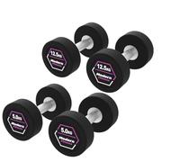 Rubber Dumbbells, 5kg - 20kg Pairs, Black with Chrome Handles, Modern Fitness (7.5, Kilograms)