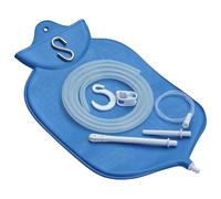 Rubber Enema Bag Kit for Colon Cleansing - 4 Quart Open Top, Blue, with Platinum-Cured Silicone Hose, Reusable Home Detox System