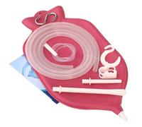 Rubber Enema Bag Kit for Colon Cleansing - 4 Quart Open Top, Red, with Platinum - Cured Silicone Hose, Reusable Home Detox &Constipation Relief System.