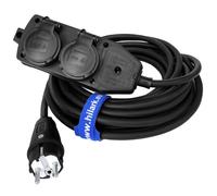 Rubber extension cable H07RN-F 3G2.5mm² multi-socket black 1-50m