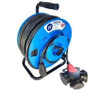 Rubber Extension Cord H05RR-F 3G1.5mm2 on Reverse Drum with 3-Way Adapter 25-45m