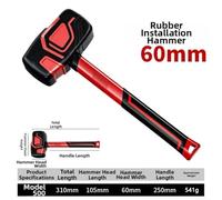 Rubber Face Mallet for Building Trades Including Tiling, Drywall, and Panel Fitting With Low Risk of Material Harm (C)