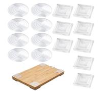 Rubber Feet for Chopping Board - Chopping Board Feet & Anti Slip Pads - 16 Pcs Self Adhesive Silicone Pads for Noise Reduction, 4cm Round & Square Bumpers