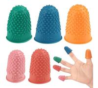Rubber Fingers Tips, Reusable Anti-Static Pads, 5-Piece Different Color Finger Thimbles, for Paperwork Cutting Counting Sewing Crafts Carving Office Home