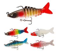Rubber Fish Fishing Lure Zander Set 9 cm Artificial Bait Fish Set with Jig Head Fishing Bait Multi Joint Fishing Accessories Tool for Predatory Fish Rubber Fish for Pike Perch Zander Trout 5 Pieces