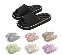 Rubber flip Flop Men Size 8,Cloud Sliders for Women Men Super Soft Shower Quick Drying Flip Flops Non-Slip Home Shoes Summer Beach Pool Pillow Open Toe Slippers for Indoor Spa Garden Bathroom Black