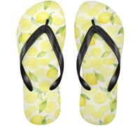 Rubber flip flops women William Morris Style Yellow Lemon beach flip