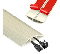 Rubber Floor Cable Cover, 1.5m Cable Protector, Self-Adhesive Wire Cover, Protect Cables & Prevent Tripping Hazards (White Oak Grain)