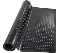 Rubber Garage Floor Mat Flooring Roll Non-slip Checker Plate Matting, Heavy Duty Insulated Flooring, 1.5mm Thick Gym Mat for Garage Workshop Boat Shed Van,Black,1.2x6m