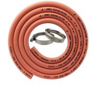 Rubber Gas Butane/Propane LPG Hose Pipe 8mm Internal bore with 2 Clips - Crafted from Premium-Quality Rubber Materials, High Pressure Gas Hose for Caravan, Camping, BBQ. (8mm X 3m)