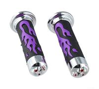 Rubber Grips Motorcycle 7/8 Inch Purple Flame Skull Pattern Non-Slip Hand Bars Anti Vibration Ergonomic Fit for Dirt Bike Motocross for enduro for mx Cruiser