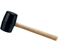 Rubber Hammer Mallet with Wooden Handle Straight Non Marking Soft Black Rubber Draper for Installation Marble Tile Nails Tent Pegs 25cm