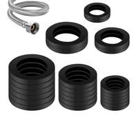 Rubber Hose Washer, 24pcs Plastic Flat O-ring Gasket, Tap Sealing Rings Hose Rubber Shower Hose Washers for Connecting, 1/2 Inch, 3/4 Inch, 30 mm (1.18 Inch) OD 20 mm (0.8 Inch) ID, Black