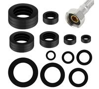 Rubber Hose Washer 24pcs Plastic Flat O-ring Gasket, Tap Sealing Rings Hose Rubber Shower Hose Washers Tap Connector Washers for Connecting for Pipes, Faucets, Mechanical Repair (6 size)