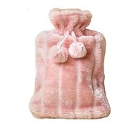 Rubber Hot Water Bag with 2L Actual Capacity, 1.75L Available Capacity, Easy to Fill, High Temperature, Anti-Leak When Swaying, Soft Warm Plush Cover, Slow Heat Dissipation