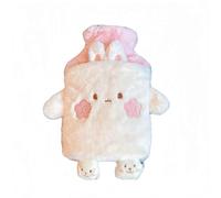 Rubber Hot Water Bottle Cute Plush Animal with Soft Cover - Winter Plush Warm Compress Design Leakproof PVC Hand Warmer Bottle for Pain Relief Period Cramps Home Office Use (Pink and White)