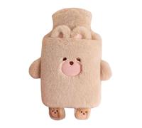 Rubber Hot Water Bottle Cute Plush Animal with Soft Cover - Winter Plush Warm Compress Design Leakproof PVC Hand Warmer Bottle for Pain Relief Period Cramps Home Office Use (Brown)