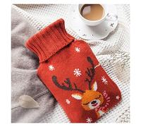 Rubber Hot Water Bottle With Cover Knitted, Hot Water Bag 2 Liter- Four Colors (Color : Red)