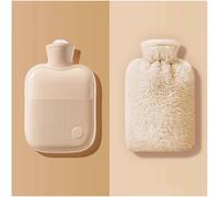 Rubber Hot Water Bottle with Cute Soft Plush Cover, Hot Water Bag for Menstrual Cramps, Neck and Shoulder Pain Relief; Hand Feet Warmer (500/1000/2000ml)(Beige,500ml)