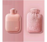Rubber Hot Water Bottle with Cute Soft Plush Cover, Hot Water Bag for Menstrual Cramps, Neck and Shoulder Pain Relief; Hand Feet Warmer (500/1000/2000ml)(Pink,500ml)