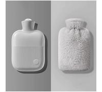Rubber Hot Water Bottle with Cute Soft Plush Cover, Hot Water Bag for Menstrual Cramps, Neck and Shoulder Pain Relief; Hand Feet Warmer (500/1000/2000ml)(Gray,1000ml)