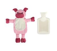 Rubber Hot Water Bottle with Cute Stuffed Zebra, Cow, Pig Cover 1 Liters